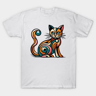 Pop art cat illustration. cubism cat illustration T-Shirt